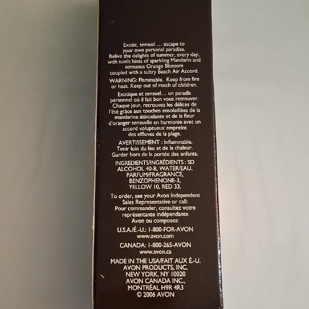 Avon Exotic Beaches Fragrance with Brown and Blue Accents - Picture 2 of 2